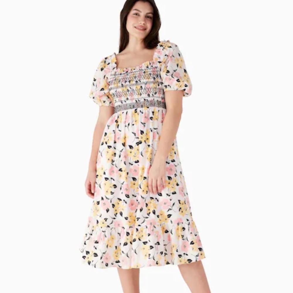 Kate Spade Lily Blooms Smocked Midi Dress
Size 4